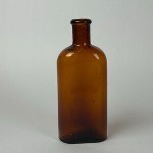 Antique Brown Glass Bottle Rustic Apothecary Style 9" x 3.5" Vintage Collectible